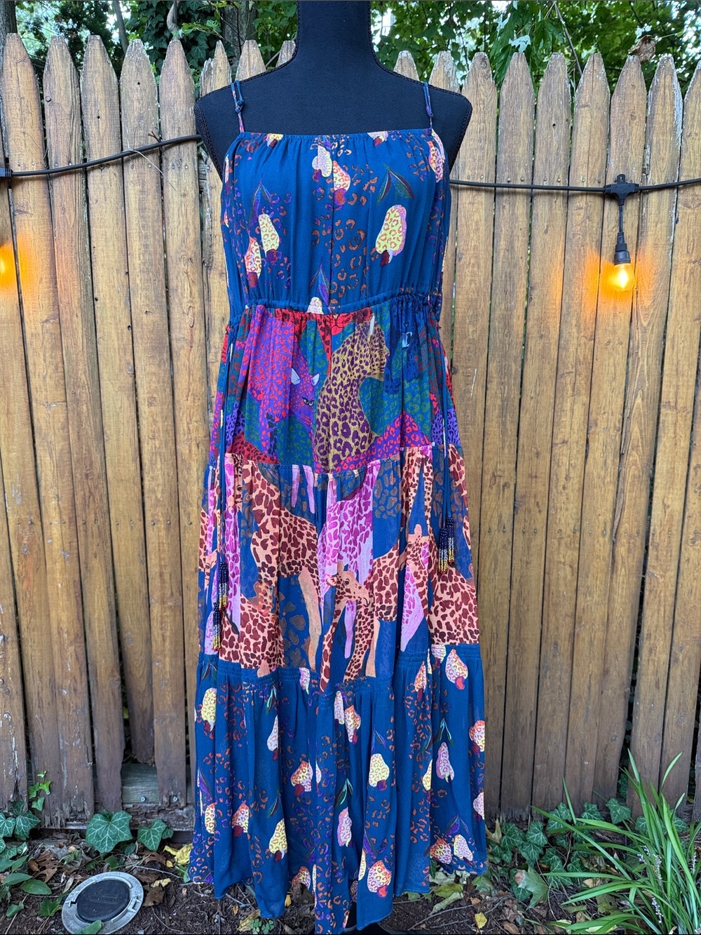 FARM Rio Navy Maxi Dress with Multicolor Animal Print